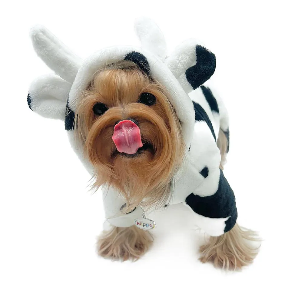 Moo Cow Ultra Thick Plush Hooded Dog Pajamas