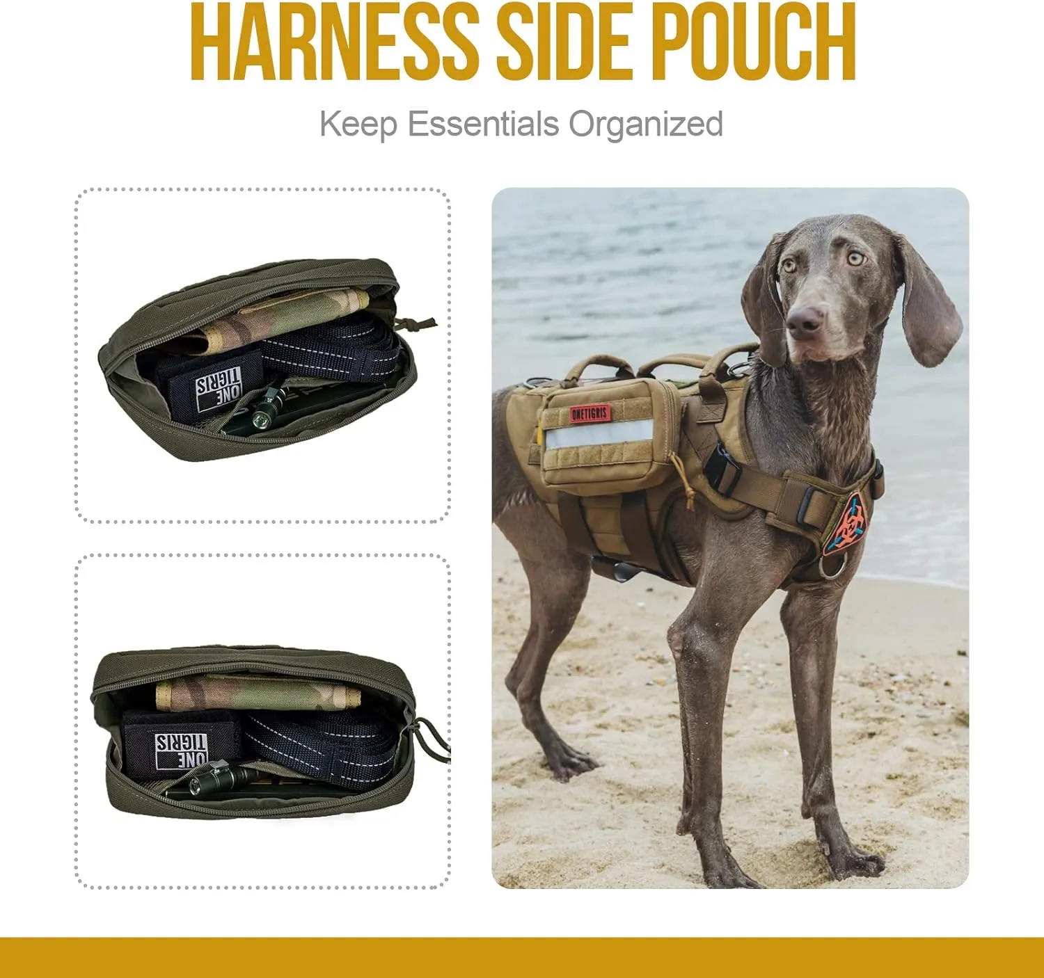 OneTigris Service Dog Vest Harness Saddle Bag Backpack Pouch, Emotional Support, Service Dog in Training,Quality Saddlebag for Tactical Dogs Vests(Ranger Green)