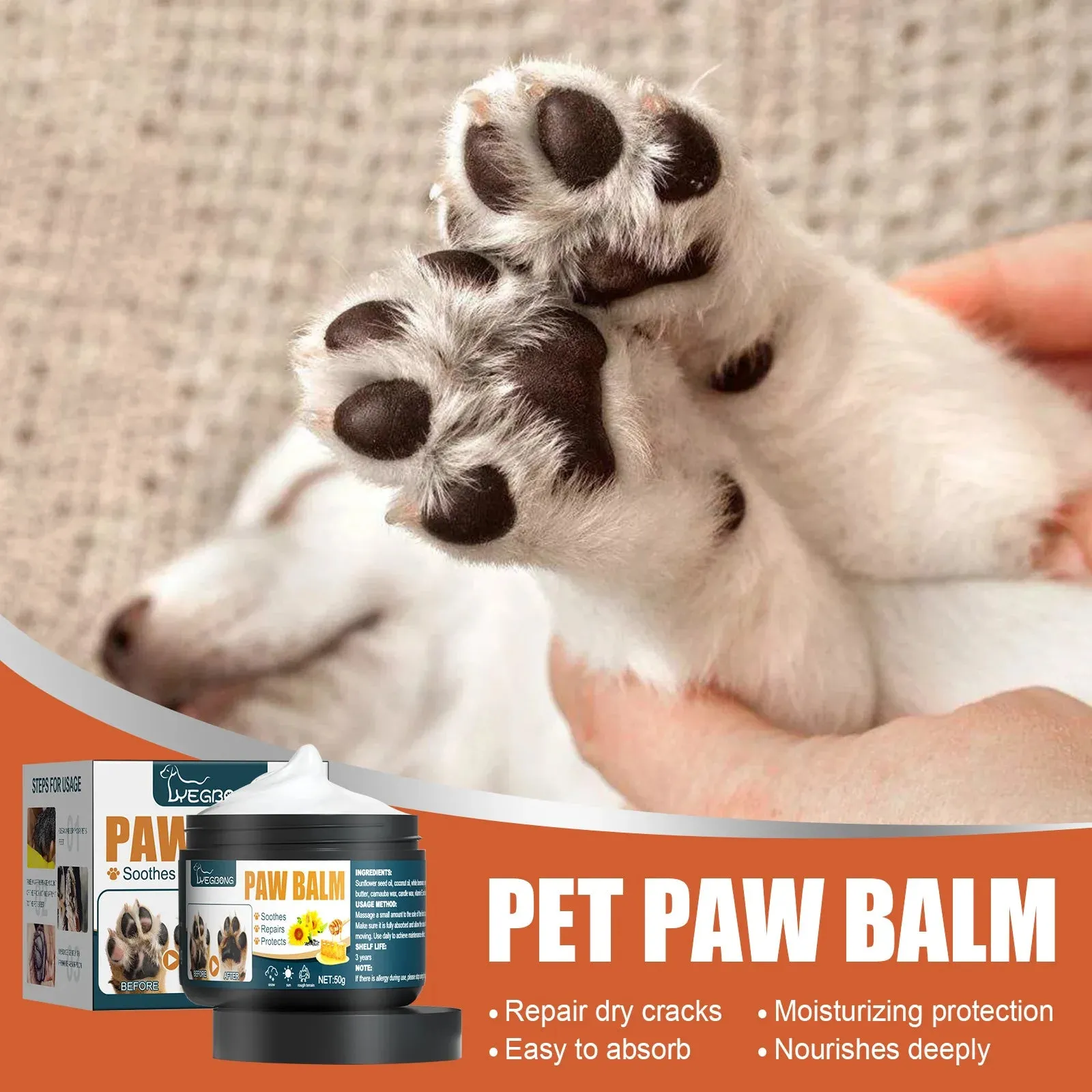 Paw Care Balm All Season Dogs Anti Crack Wax Protector for Noses Paws Lick Safe Cats Foot Repair Moisturizing Pet Paw Care Cream