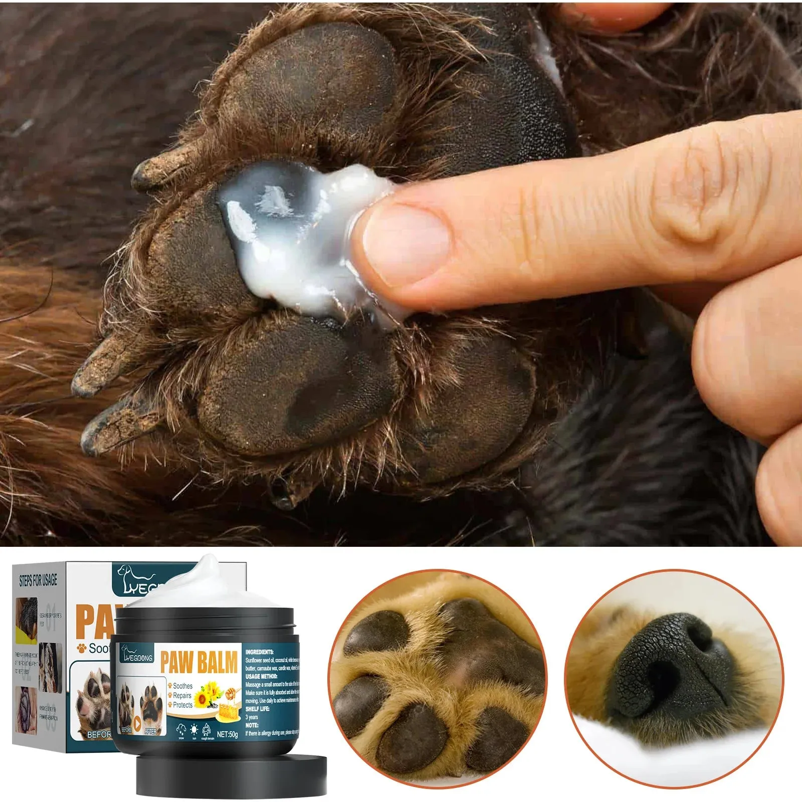 Paw Care Balm All Season Dogs Anti Crack Wax Protector for Noses Paws Lick Safe Cats Foot Repair Moisturizing Pet Paw Care Cream