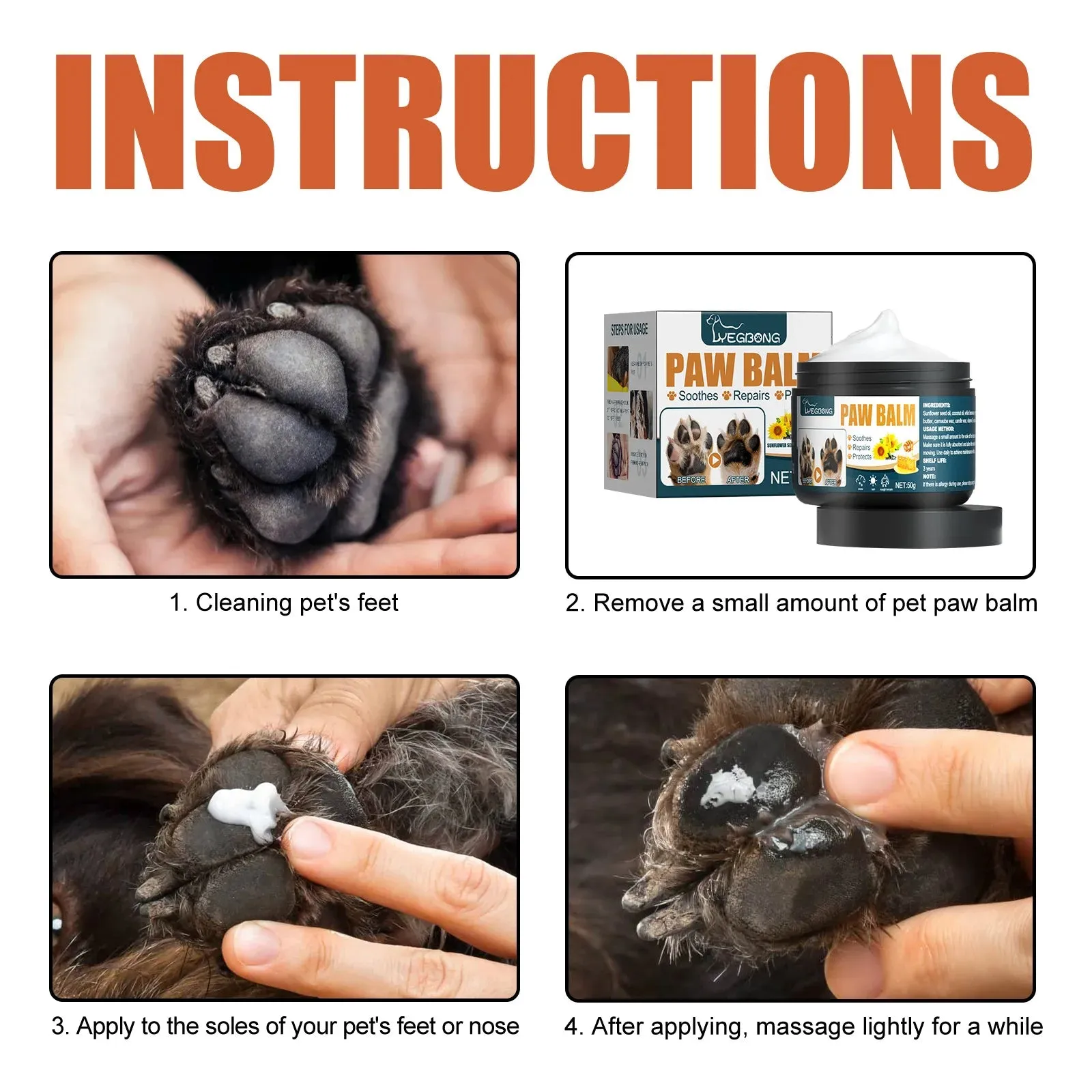 Paw Care Balm All Season Dogs Anti Crack Wax Protector for Noses Paws Lick Safe Cats Foot Repair Moisturizing Pet Paw Care Cream