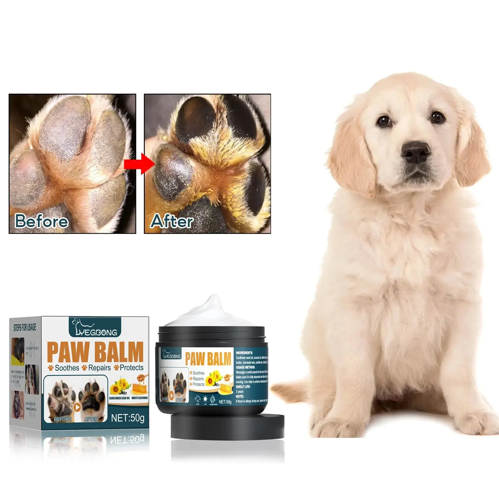 Paw Care Balm All Season Dogs Anti Crack Wax Protector for Noses Paws Lick Safe Cats Foot Repair Moisturizing Pet Paw Care Cream
