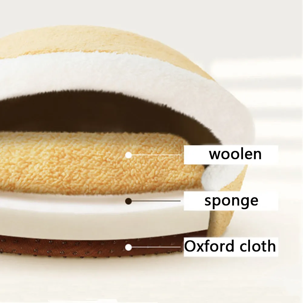 PAWS ASIA Suppliers Eco Portable Cute Plush Enclosed Round Pet Bed Cave Nest