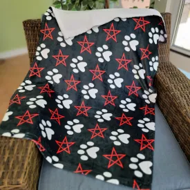 Pentagram & Paw Minky Blanket - Red