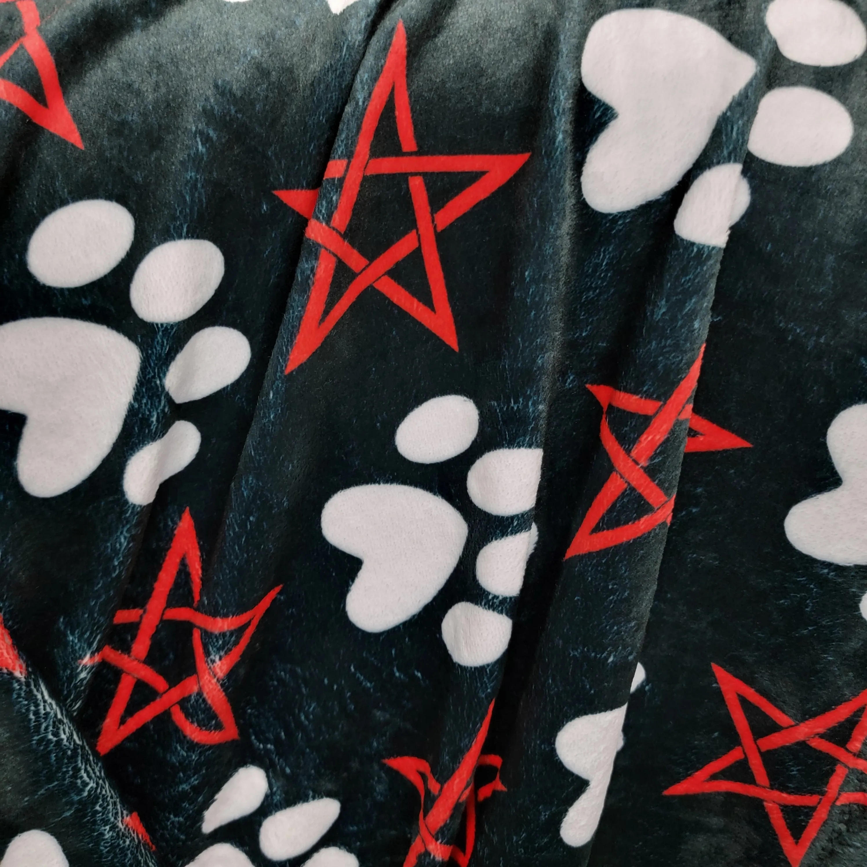Pentagram & Paw Minky Blanket - Red