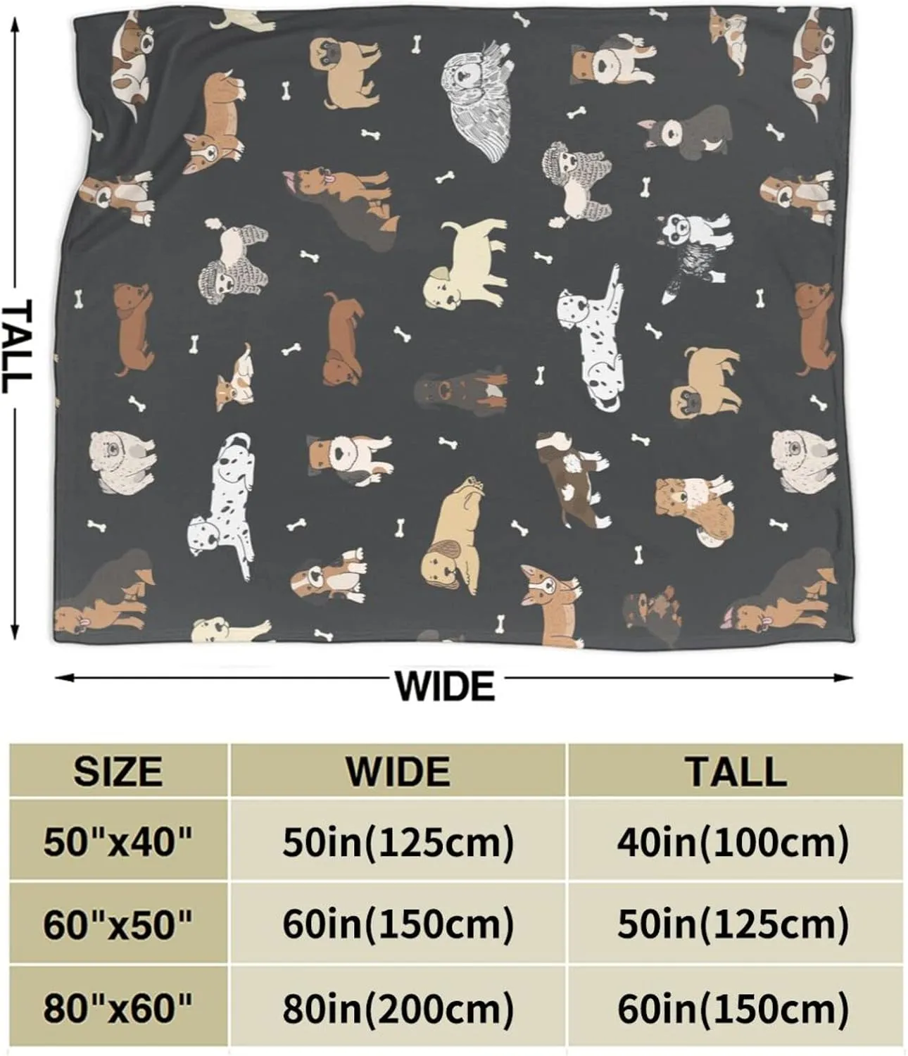 Perinsto Puppy Dogs Cute Animals Throw Blanket Ultra Soft Warm All Season Cartoon Pets Decorative Fleece Blankets for Bed Chair Car Sofa Couch Bedroom 60"X50"