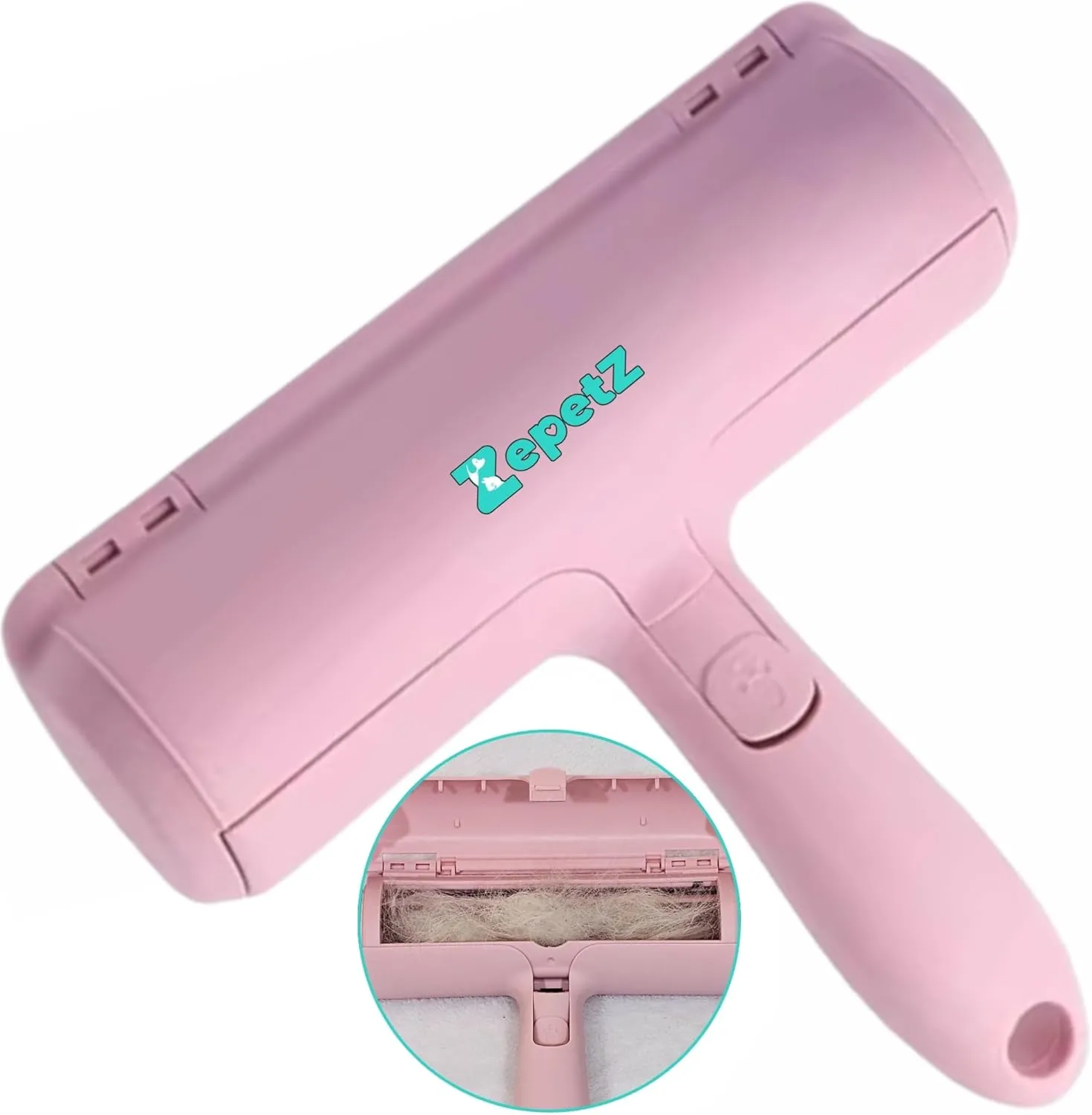 Pet Hair Removal Tool  Reusable Lint Roller for Dogs & Cats  Self-Cleaning Fur Remover Brush  Ergonomic Lint Roller for Carpet, Bedding, Couch, Car Seat & More (Pink)