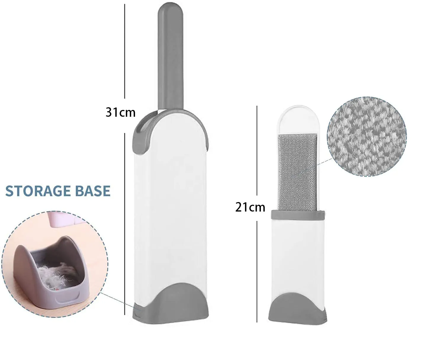Pet Hair Remover Brush Set with Self-Cleaning Base