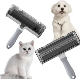 Pet Hair Remover Roller for Dogs & Cats  Self-Cleaning Lint Brush  Gray  Reusable & Portable Fur Remover for Furniture, Carpet, Bedding & Clothing  No Adhesive Needed