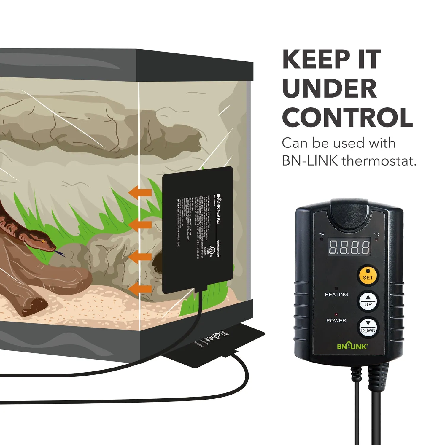 Pet Heating Pad Electric Indoor Waterproof for Reptiles, 6" x 8" inch BN-LINK