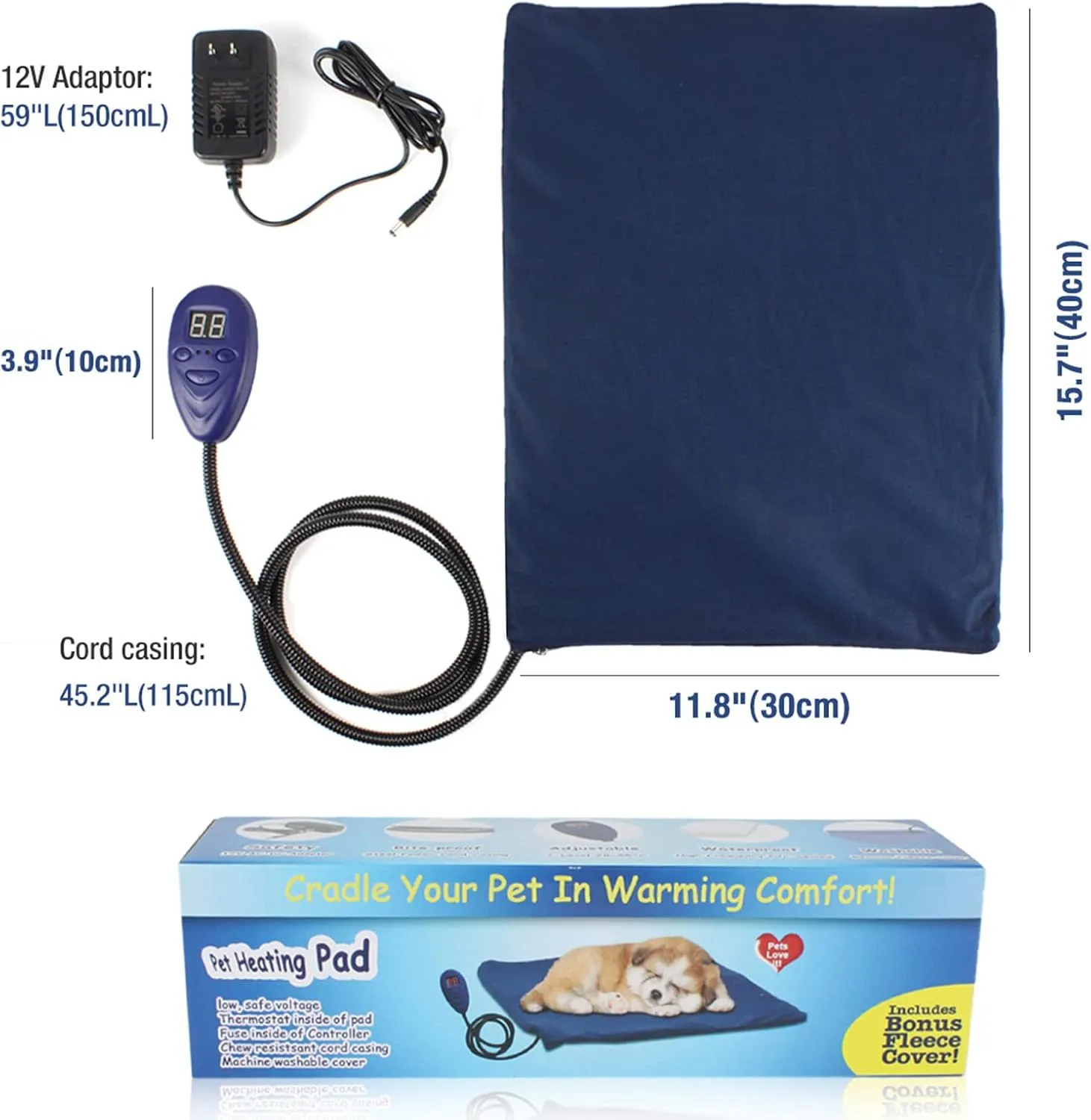 Pet Heating Pad for Puppies Dogs Cats,Waterproof Dog Heating Pad Mat,Indoor Adjustable Warming Mat,Soft Electric Blanket Auto Temperature Control with Chew Resistant Cord