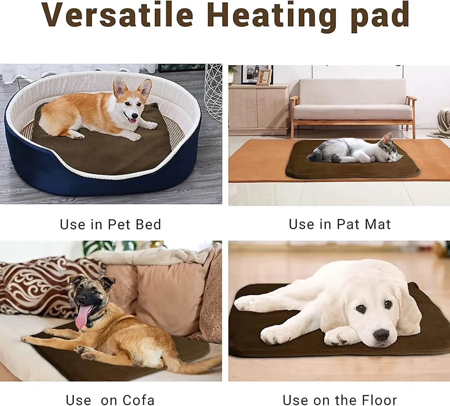 Pet Heating Pad for Puppies Dogs Cats,Waterproof Dog Heating Pad Mat,Indoor Adjustable Warming Mat,Soft Electric Blanket Auto Temperature Control with Chew Resistant Cord