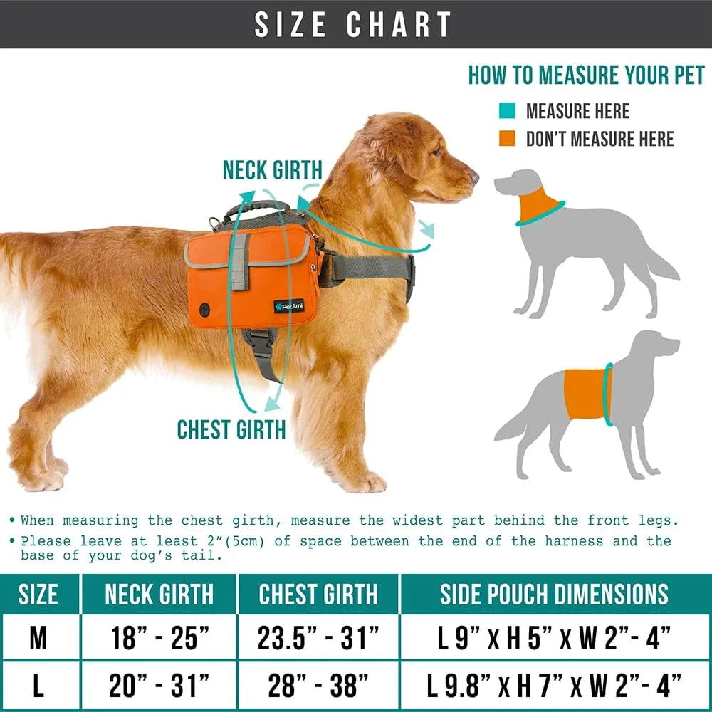PetAmi Dog Backpack for Medium Large Dogs, Dog Saddle Bag for Dogs to Wear, Tactical Harness Saddlebag with Reflective Safety Side Pockets for Hiking, Camping, Vest Dog Pack for Travel (Tan, Medium)