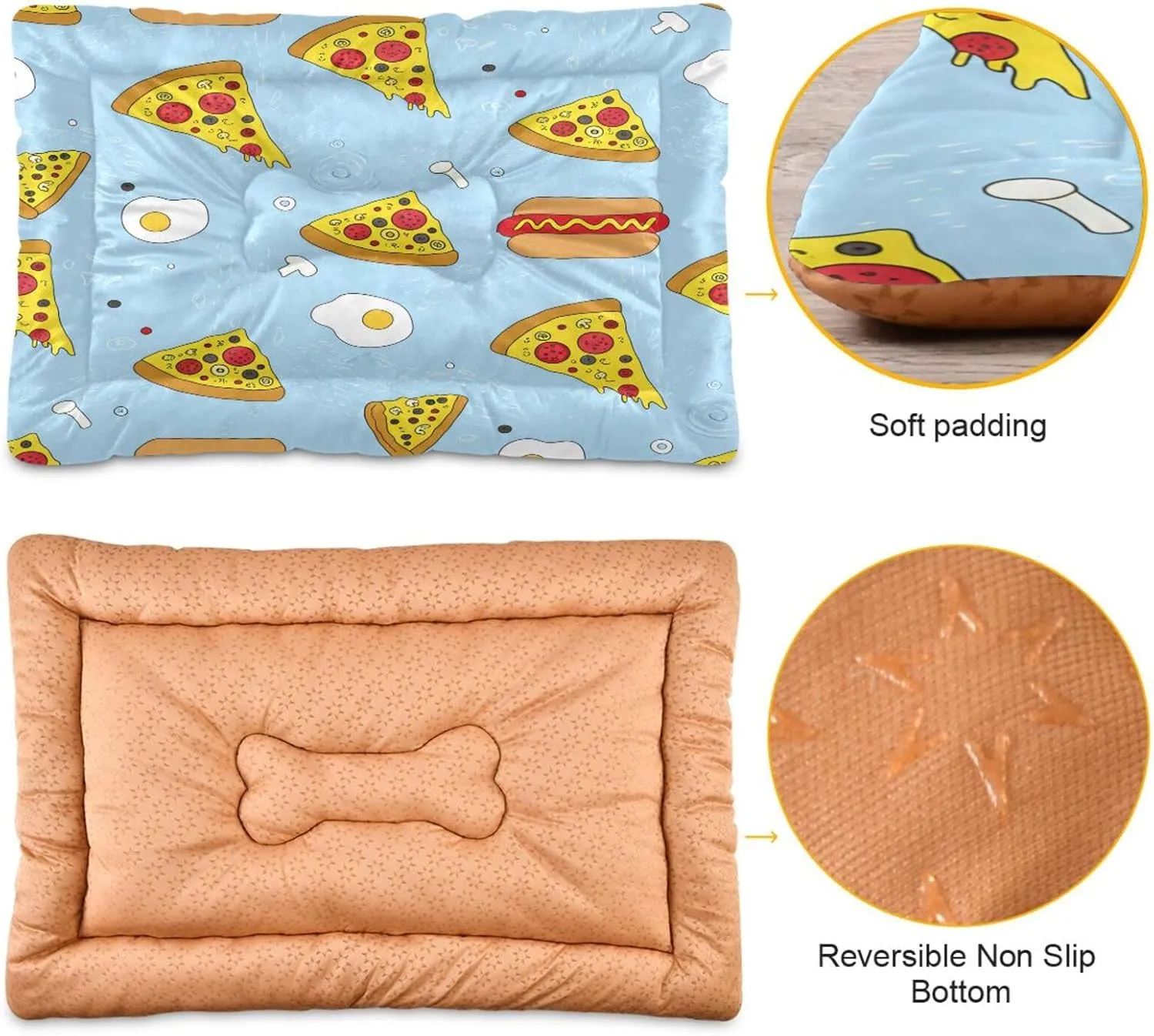 Pizza Piece Outdoor Dog Bed for Small Dogs Washable Waterproof Travel Pet Bed Mat Portable Cat Bed with Non-Slip Bottom for Indoor and Sleeping 18 x 24 Inch