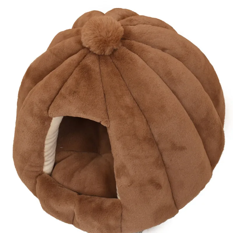 Plush Cat Cave Bed - Pudding Style