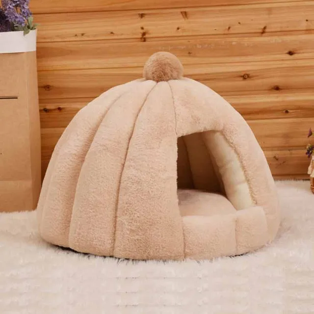 Plush Cat Cave Bed - Pudding Style
