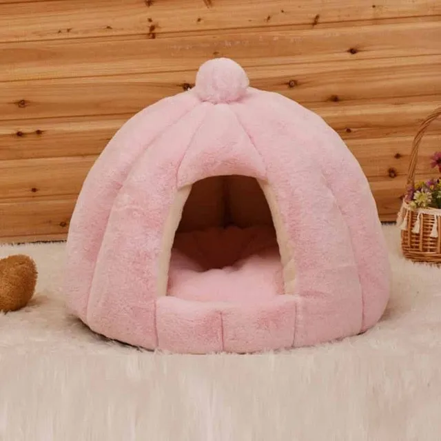Plush Cat Cave Bed - Pudding Style