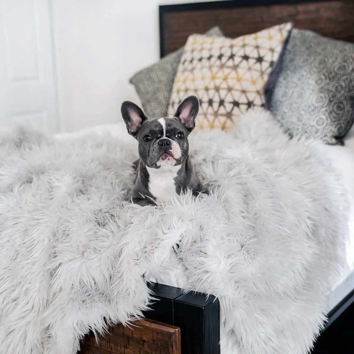 PupProtector Waterproof Throw Blanket - Lt Gray Faux Fur