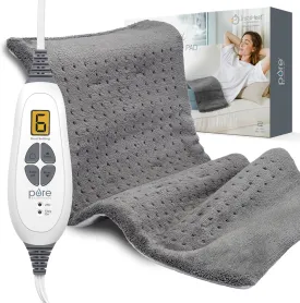 Pure Enrichment PureRelief XL Heating Pad - 12" x 24" Electric Heating Pad for Back Pain & Cramps, 6 Heat Settings, FSA/HSA Eligible, Soft Machine Wash Fabric, Auto-Off & Moist Heat (Charcoal Gray)