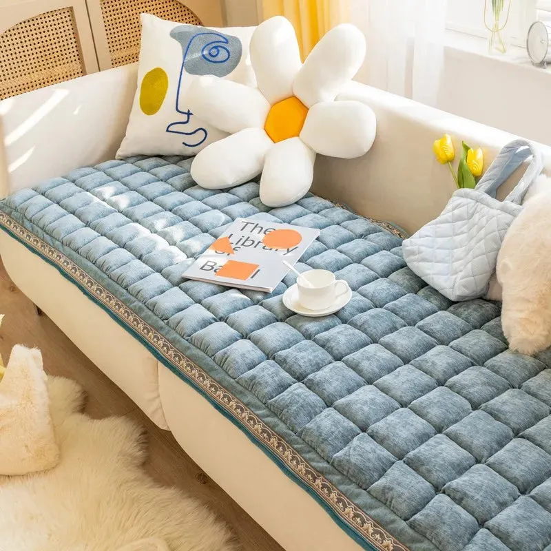 Removable Dog Bed Cotton Sofa Cover for Large Dog-Green Blue