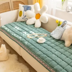 Removable Dog Bed Cotton Sofa Cover for Large Dog-Green Blue