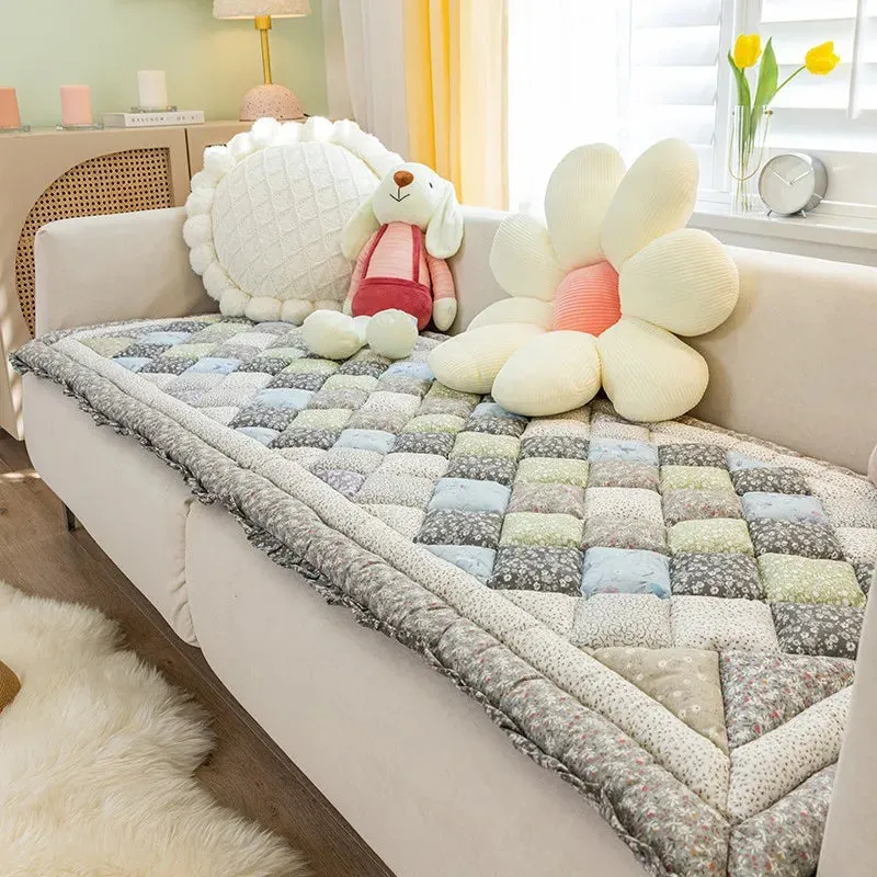 Removable Dog Bed Cotton Sofa Cover for Large Dog-Grey Blue
