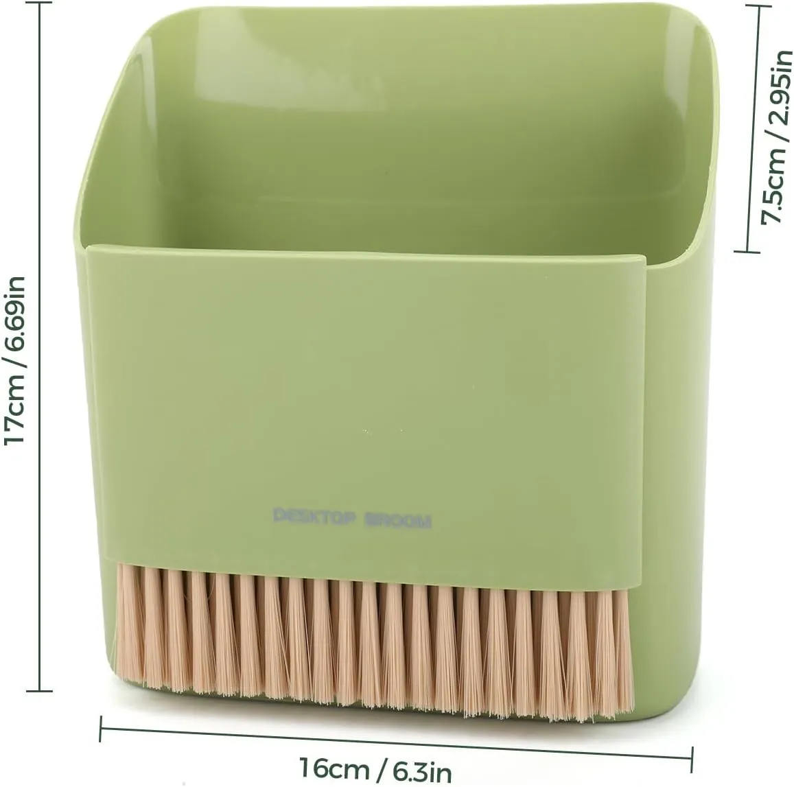Small Broom and Dustpan Set, Portable Hand Whisk Broom Brush, Mini Hanging Trash Can, Soft Bristle Household Brooms with Dust Pan Combo Set for Cleaning Home, Desktops - 2 Pack (Green Orange)