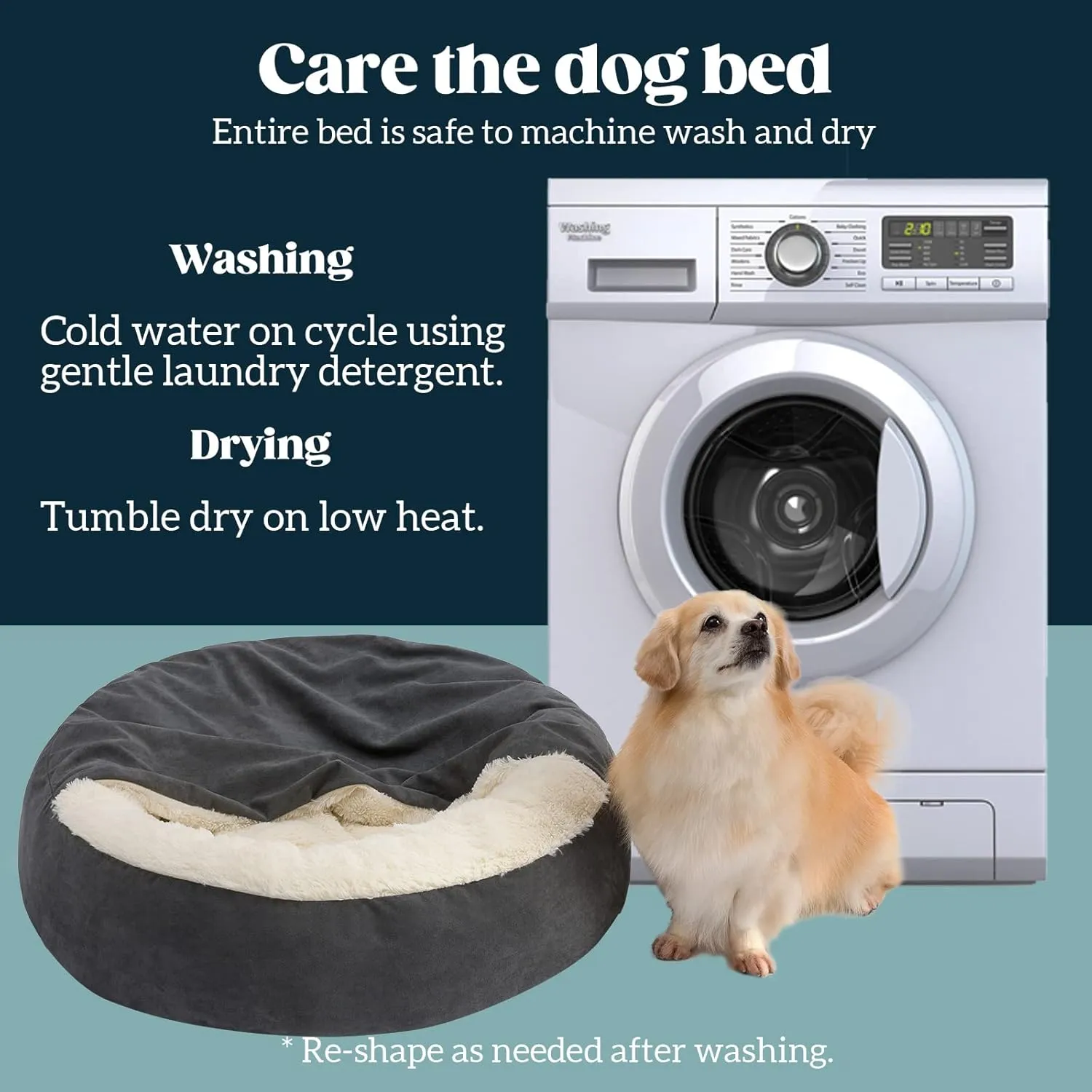 Small Dog Bed for Extra Small Dogs Up to 20lbs - Washable Burrow Puppy Beds with Blanket Attached - Covered Dog Cave Bed with Anti-Slip Bottom - Charcoal Gray, 24"