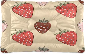 Strawberries with Hearts Outdoor Dog Bed for Small Dogs Washable Waterproof Travel Pet Bed Mat Portable Cat Bed with Non-Slip Bottom for Indoor and Sleeping 18 x 24 Inch