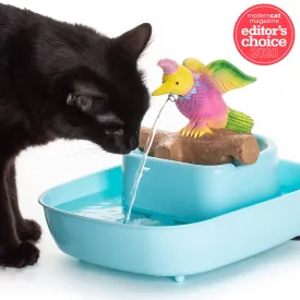 The Drinking Buddy 'Parrot'  Bird Fountain - Bird/Blue Basin