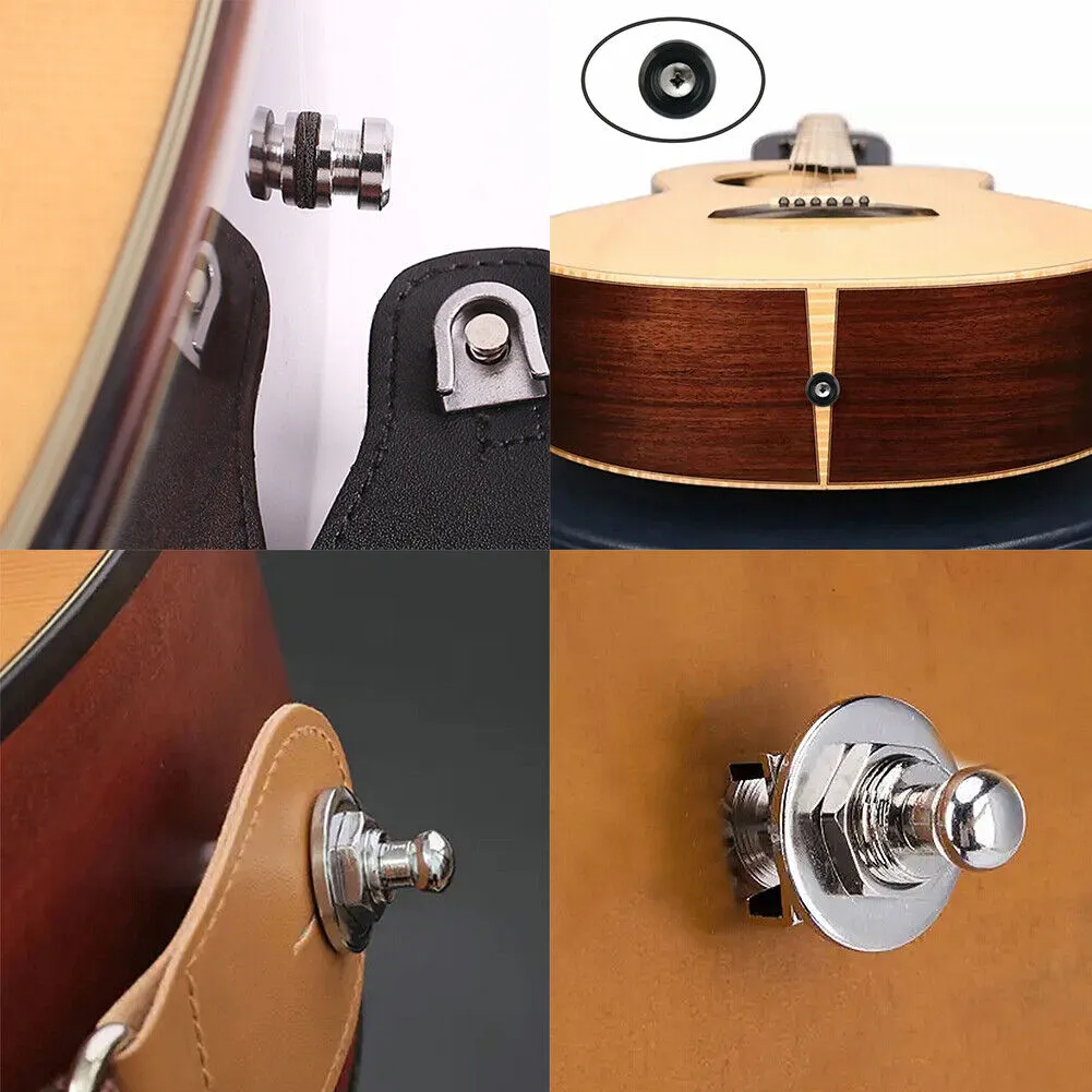 US 4-12 Pcs Guitar Strap Locks Buttons Security Quick Release Binding Components