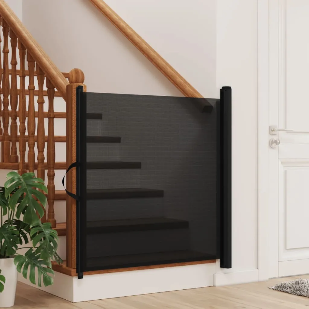 vidaXL Retractable Pet Gate Black 82.5x125 cm