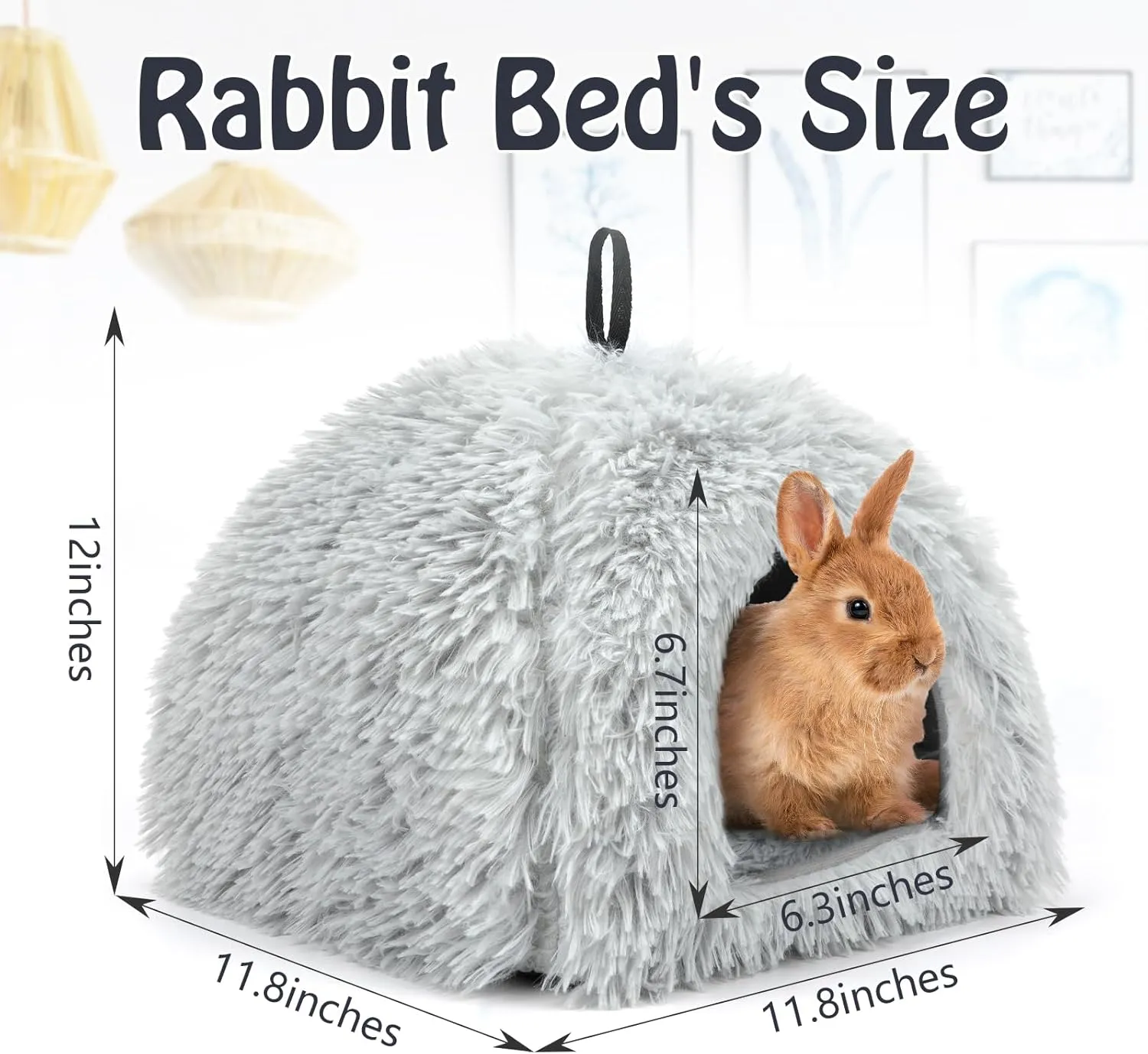 YUEPET Rabbit Bed Warm House and Hideout, Calming Grey Bunny Cave Bed for Rabbit Ferrets Guinea Pigs Hamsters and Other Small AnimalsGrey